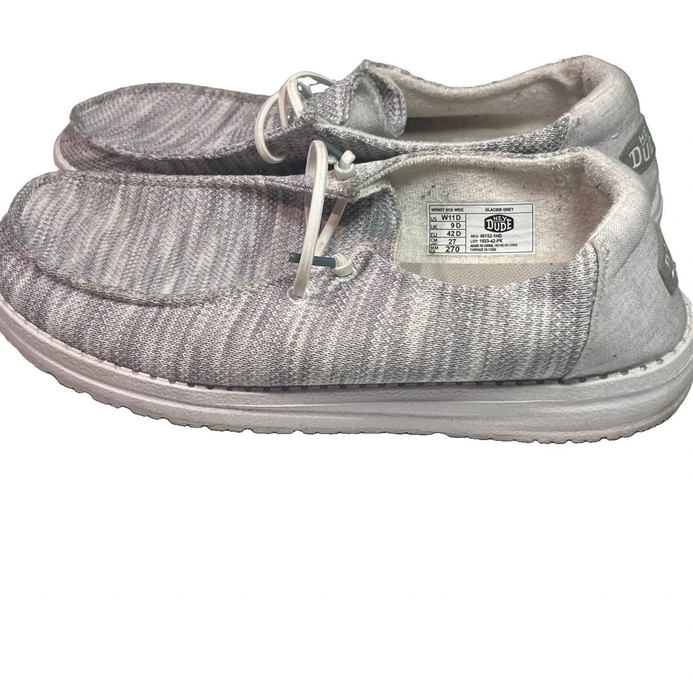 Hey Dude Wendy Sox Womens Lightweight Comfort  Gray/White US 11 Good Tread